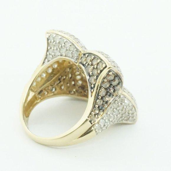 Estate Yellow Gold Diamond Cocktail Ring 6.00 TCW Size 7.25 White Vintage Style - Picture 4 of 6